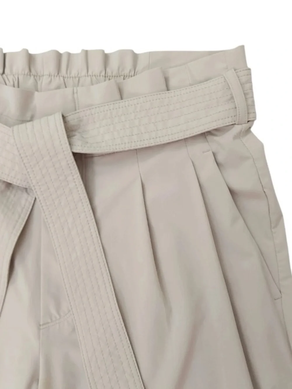 Athleta Skyline Pant II Beige High-Rise Tapered Paperbag Waist Trouser Size 8